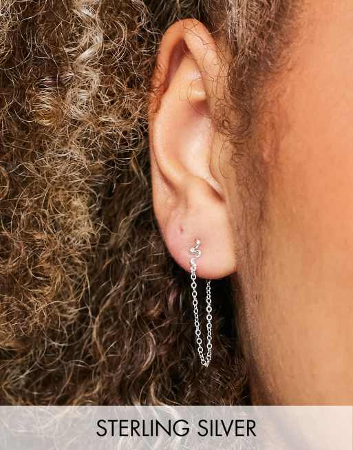 Kingsley Ryan chain and snake single earring in sterling silver