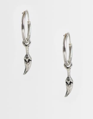 Kingsley Ryan chilli charm hoop earrings in sterling silver silver