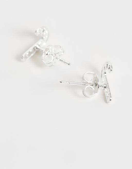 Kingsley Ryan Christmas candycane stud earrings in silver plated, 3 of 4