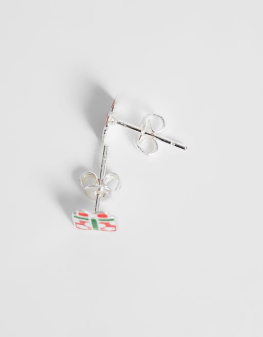 Kingsley Ryan Christmas present stud earrings in silver plated, 3 of 4