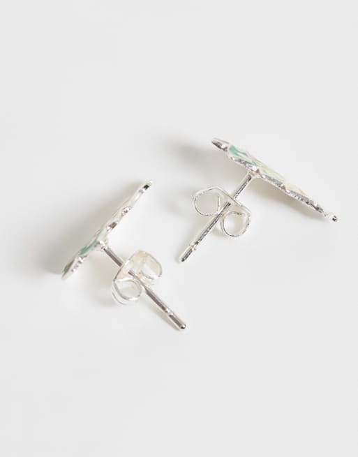 Kingsley Ryan Christmas tree stud earrings in silver plated, 3 of 4