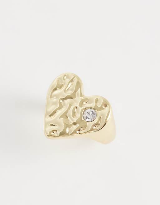 Kingsley Ryan chunky gemset heart ring in 14ct gold plated, 2 of 3