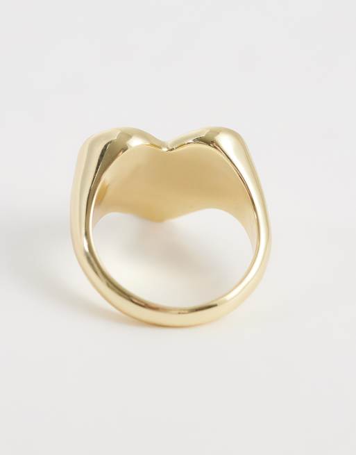 Kingsley Ryan chunky gemset heart ring in 14ct gold plated, 3 of 3