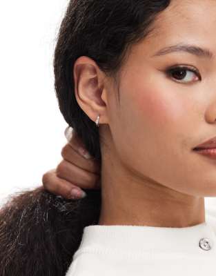 Kingsley Ryan Kingsley Ryan chunky huggie hoop earrings with crystal in sterling silver