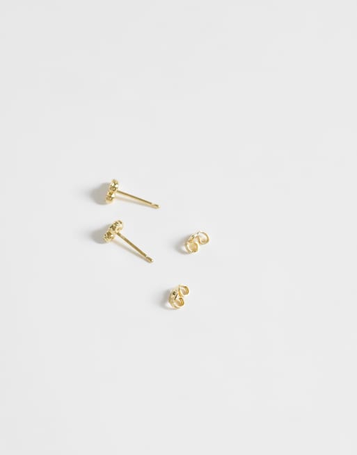 Kingsley Ryan clear gem set cluster stud earrings in 14ct gold plated, 2 of 4