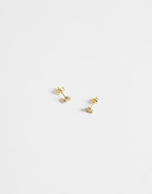 Kingsley Ryan clear gem set cluster stud earrings in 14ct gold plated, 3 of 4