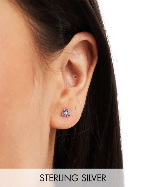Kingsley Ryan - Clous d'oreilles en argent massif avec pierres bleues 