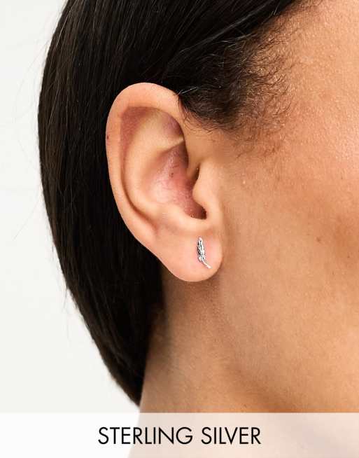Kingsley Ryan - Clous d'oreilles en argent massif en forme de plume