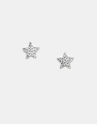 Clous d'oreilles étoile martelés 6,5 mm - Argent massif-Argenté