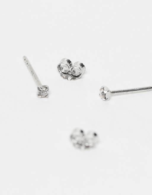 Kingsley Ryan - Clous d'oreilles ronds 2 mm ornés de pierres en argent massif, 2 de 3