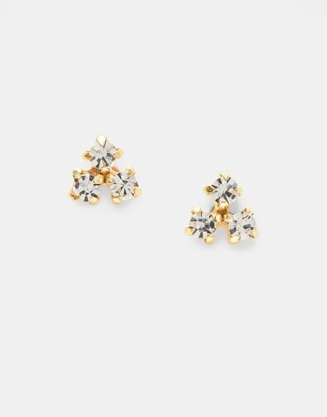 Kingsley Ryan cluster gemset stud earrings in gold plated - view 1