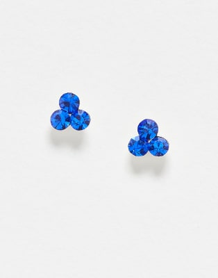 Kingsley Ryan - Cluster-Ohrstecker mit Schmucksteinbesatz in Saphirblau-Silber