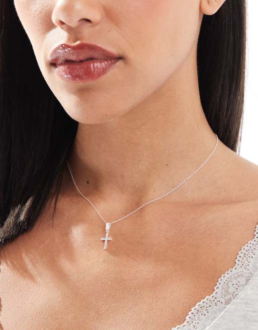 Kingsley Ryan - Collana in argento sterling con croce con cristalli