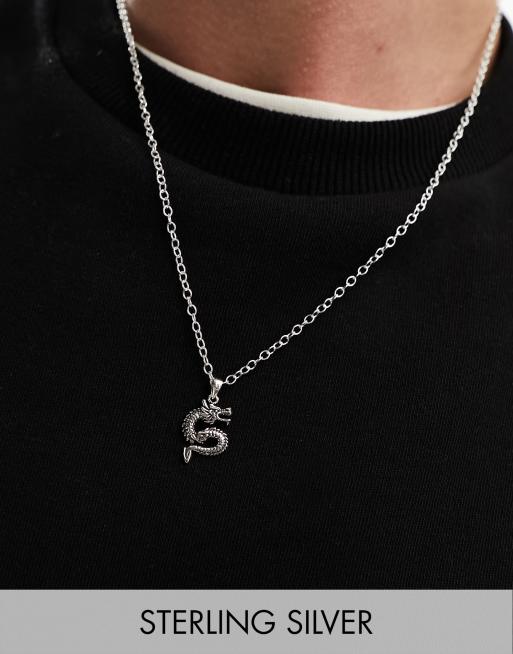 Kingsley Ryan - Collier chaîne en argent massif avec pendentif dragon