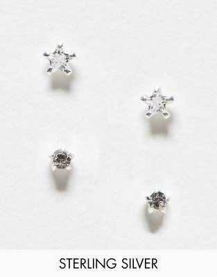 Kingsley Ryan - Confezione da 2 orecchini a bottone in argento sterling con cristalli
