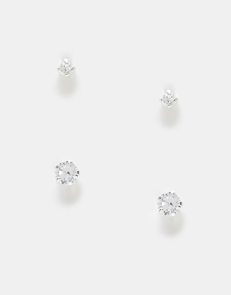 Kingsley Ryan - Confezione da 2 paia di orecchini a bottone in argento sterling con cristalli - view 1