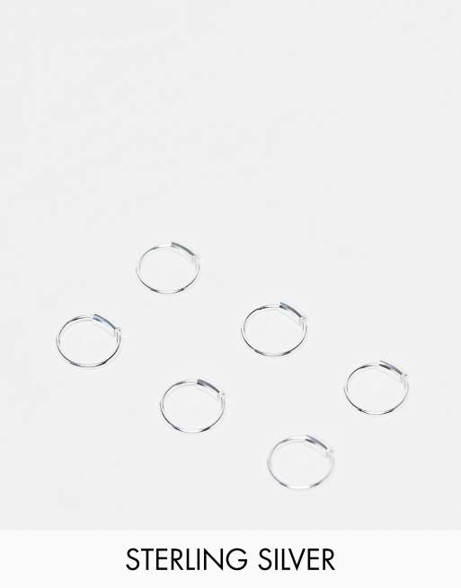Kingsley Ryan - Confezione da 3 paia di orecchini piccoli a cerchio in argento sterling
