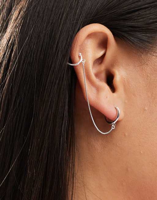 Kingsley Ryan – Creole und Earcuff aus Sterlingsilber mit Ketten-Detail