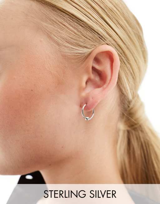 Kingsley Ryan – Creolen aus Sterlingsilber in Silber mit Kugel-Detail, 14 mm 