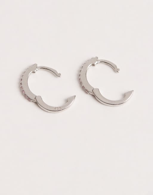 Kingsley Ryan – Creolen aus Sterlingsilber mit rosa Kristallsteinen, 8 mm, 2 von 3