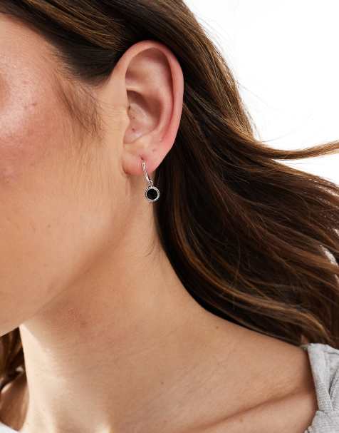 Kingsley Ryan – Creoler i sterlingsilver med hänge med svart onyxsten - view 1