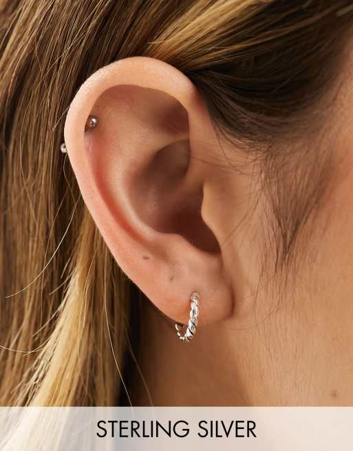 Kingsley Ryan - Créoles 12 mm en argent massif imitation corde - Argenté