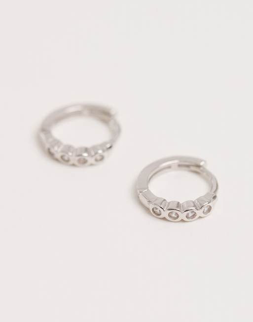Kingsley Ryan - Créoles rondes 8 mm en argent massif avec pierres, 2 de 3