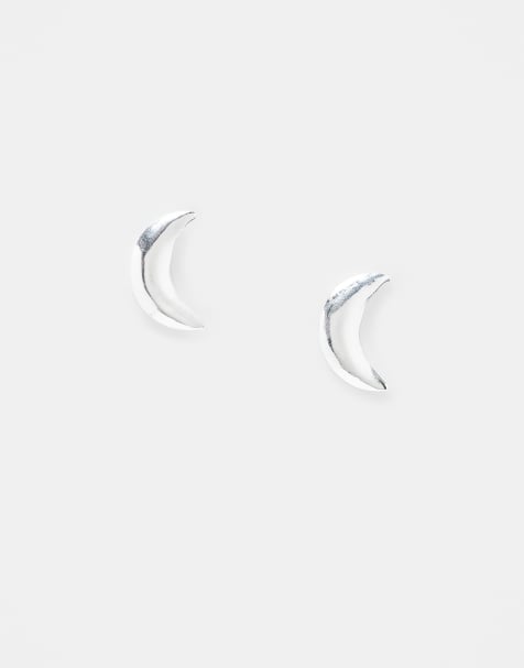 Kingsley Ryan crescent moon stud earrings in sterling silver - view 1
