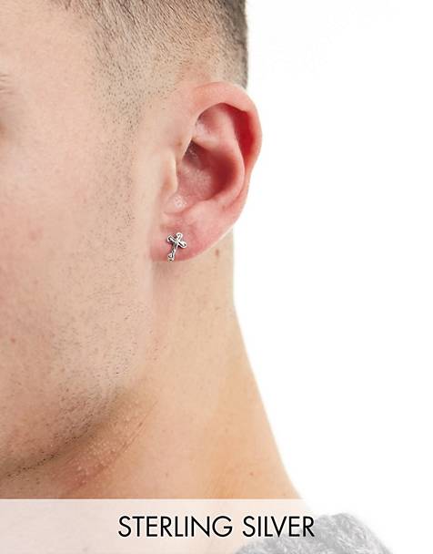 Kingsley Ryan cross stud earrings in sterling silver