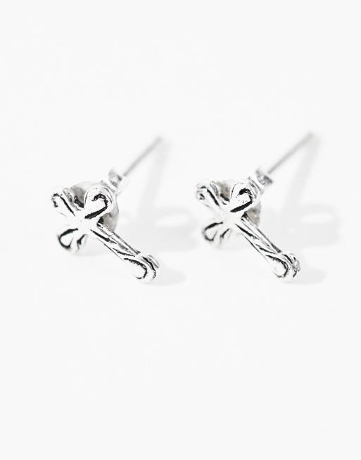 Sterling silver deals cross earrings studs