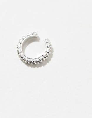 Kingsley Ryan Crystal Band Ear Cuff In Silver