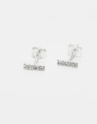 Kingsley Ryan Crystal Bar Stud Earrings In Silver