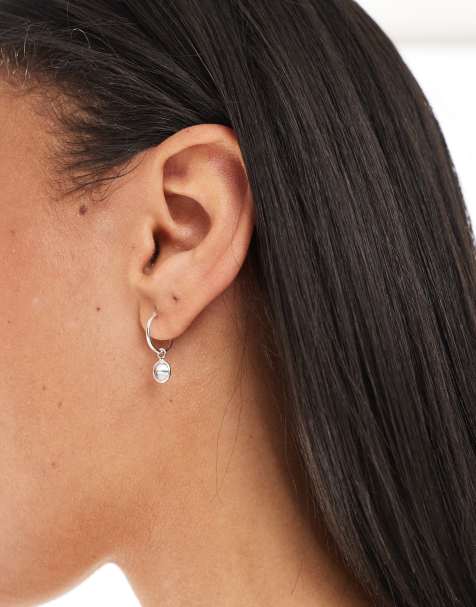 Kingsley Ryan crystal charm hoop earrings in sterling silver - view 1