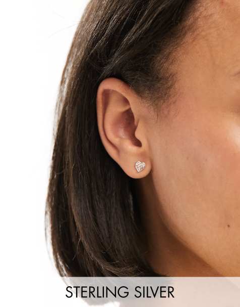 Kingsley Ryan crystal heart stud earrings in champagne pink - view 1