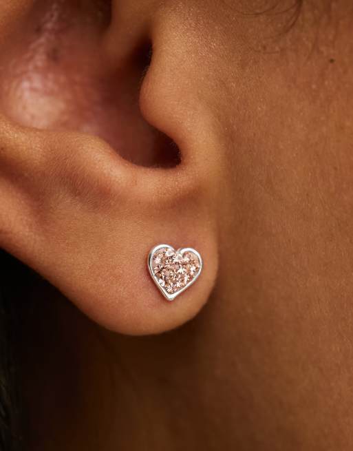 Kingsley Ryan crystal heart stud earrings in champagne pink, 4 of 4