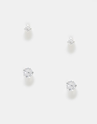 Kingsley Ryan Kingsley Ryan crystal pack of 2 stud earrings in sterling silver