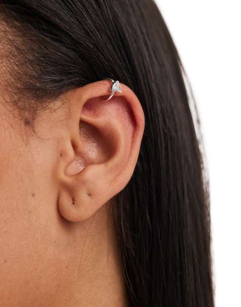 Kingsley Ryan crystal petal detail ear cuff in sterling silver - view 1