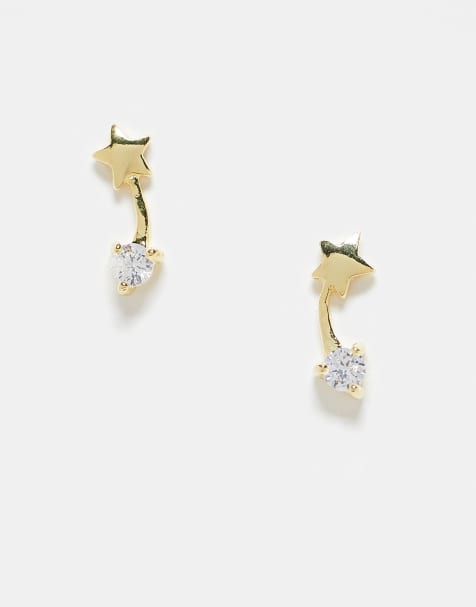 Kingsley Ryan crystal shooting star stud earrings in gold plated - view 1