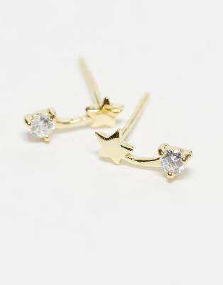 Kingsley Ryan Crystal Shooting Star Stud Earrings In Gold