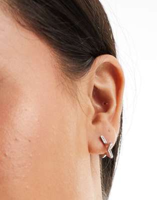 Kingsley Ryan crystal star hoop earrings in sterling silver