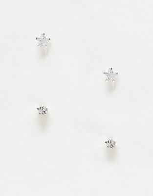 Kingsley Ryan Kingsley Ryan crystal star pack of 2 stud earrings in sterling silver