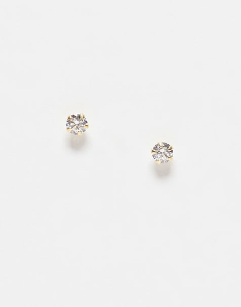 Kingsley Ryan crystal stud earrings in gold plated - view 1
