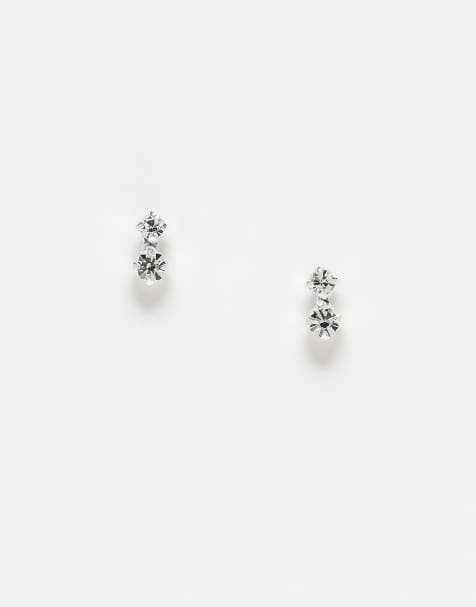 Kingsley Ryan crystal stud earrings in silver - view 1