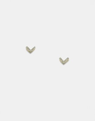 Kingsley Ryan crystal v shape stud earrings in gold plated φωτογραφία