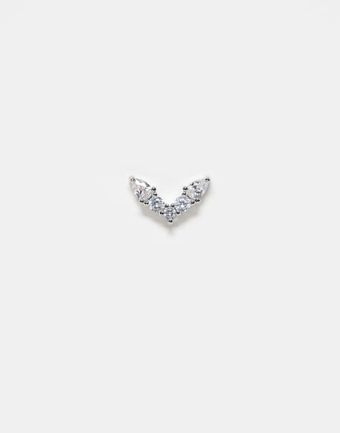 Kingsley Ryan cubic zirconia double petal labret earring piercing - view 1