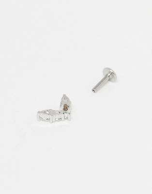 Kingsley Ryan Cubic Zirconia Double Petal Labret Earring Piercing-silver