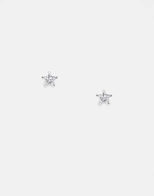 cubic zirconia star stud earrings in sterling silver