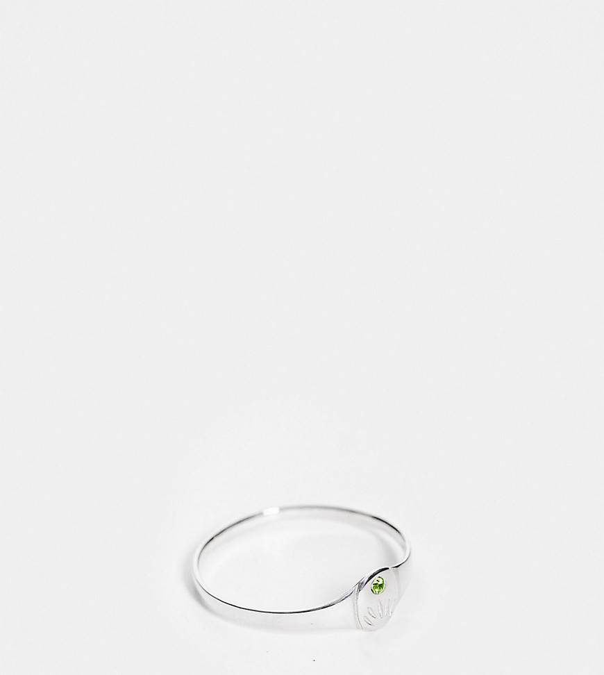 Kingsley Ryan Curve August Birthstone Ring In Sterling Silver With Peridot Crystal