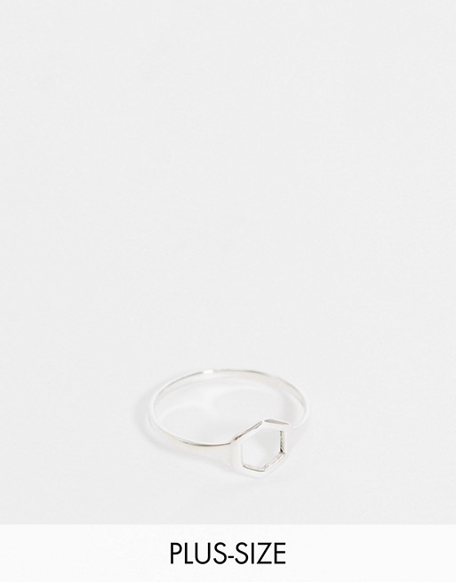 Kingsley Ryan Curve chunky ring with hexagon in sterling silver