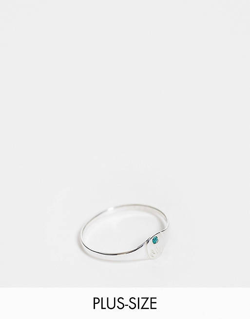 Kingsley Ryan Curve December birthstone ring in sterling silver with blue zircon crystal